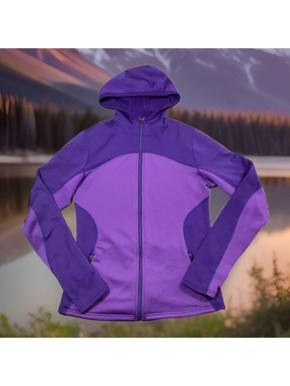 Patagonia Vintage Womens Med Purple Hoodie Light Weight Full Zip Outdoors